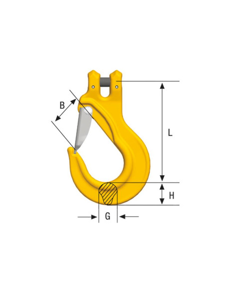 Gancho de eslinga de horquilla - EGKN-10-10, Ø de la cadena: 10mm