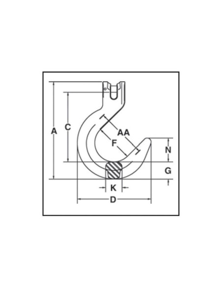 Gancho de fundición de horquilla (A-1359) - Ø de la cadena10mm
