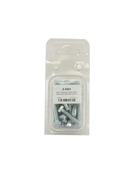 Tornillo Métrica, Tamaño: M6 x 30mm (Din 933, 934) Resistencia a la tracción: 8.8.