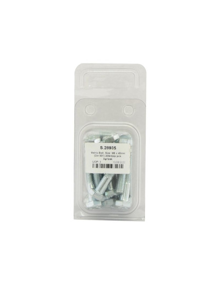 Tornillo Métrica, Tamaño: M8 x 40mm (Din 931) 20 pzas. Blister