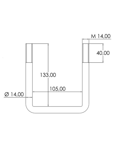 Tornillos-U- M14 x 105mm Longitud: 133mm