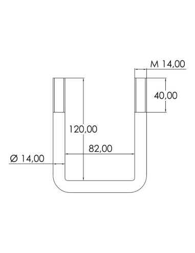 Tornillos-U- M14 x 82mm Longitud: 120mm