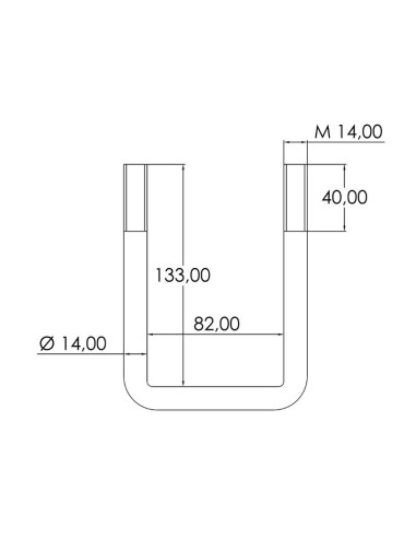 Tornillos-U- M14 x 82mm Longitud: 133mm