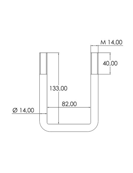 Tornillos-U- M14 x 82mm Longitud: 133mm