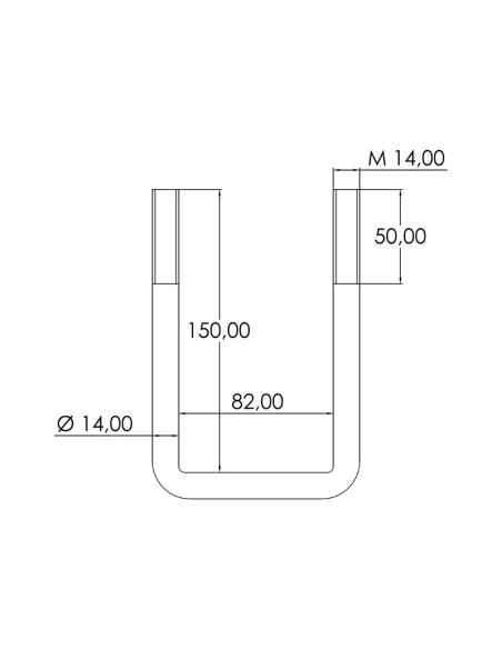 Tornillos-U- M14 x 82mm Longitud: 150mm