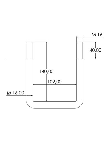 Tornillos-U- M16 x 102mm Longitud: 140mm