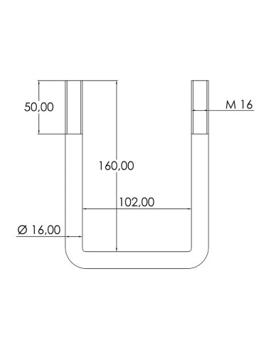 Tornillos-U- M16 x 102mm Longitud: 160mm
