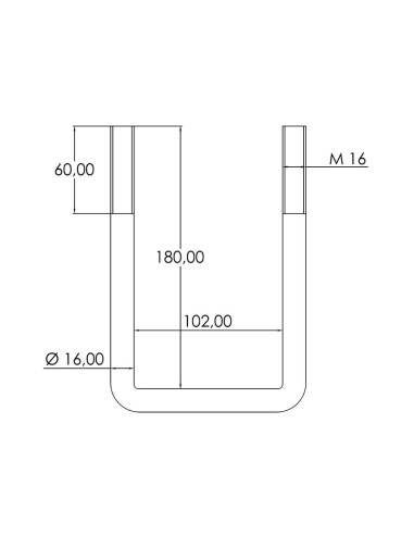 Tornillos-U- M16 x 102mm Longitud: 180mm