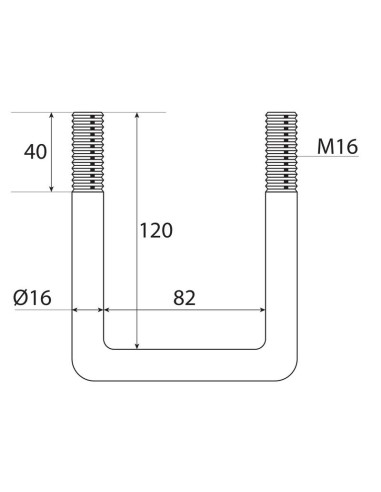 Tornillos-U- M16 x 82mm Longitud: 120mm
