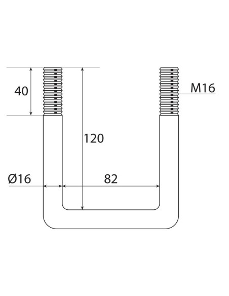 Tornillos-U- M16 x 82mm Longitud: 120mm