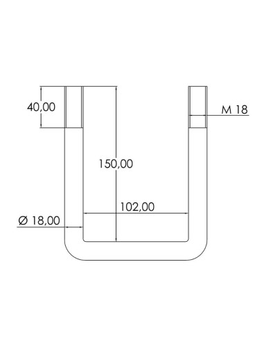 Tornillos-U- M18 x 102mm Longitud: 150mm