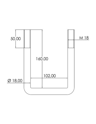 Tornillos-U- M18 x 102mm Longitud: 160mm