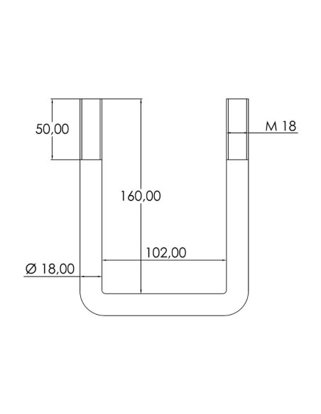 Tornillos-U- M18 x 102mm Longitud: 160mm