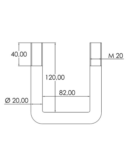 Tornillos-U- M20 x 82mm Longitud: 120mm