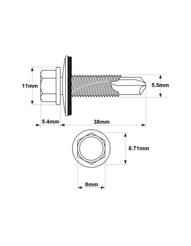 Tornillos Tek Para Sujetar Ligero, Tamaño: 5.5...