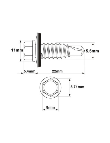 Tornillos Tek Para Sujetar Ligero, Tamaño: 6.3...