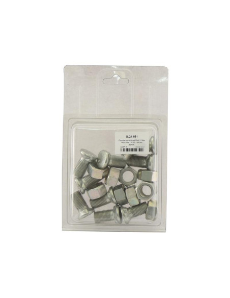 Tornillo Y Tuerca Cabeza Redonda - M14 x 30mm, Resistencia a la tracción 8.8 (10 pzas. Blister)