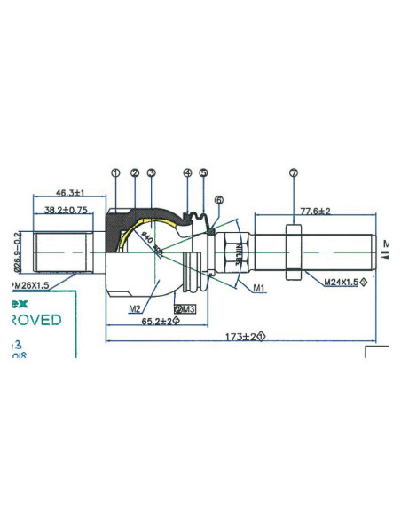 Rótula Axial, Longitud: 240mm