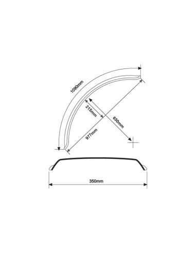 Guardabarros, Longitud: 1090mm, Anchura: 350mm.