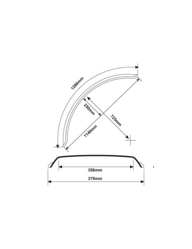 Guardabarros, Longitud: 1300mm, Anchura: 375mm.