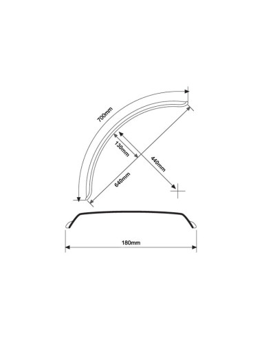 Guardabarros, Longitud: 700mm, Anchura: 180mm.