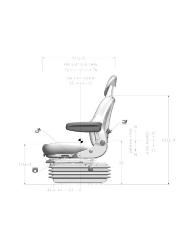 Asiento grande de suspensión neumática (Tela)