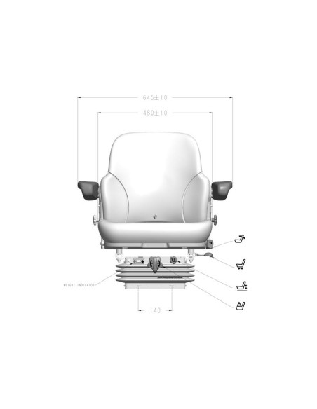 Asiento mediano de suspensión mecánica