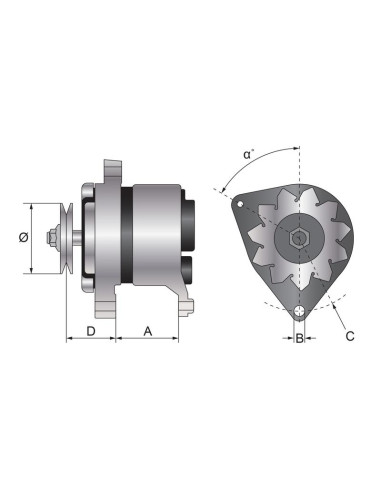Alternador (Sparex) - 14.4V, 65 Amperios