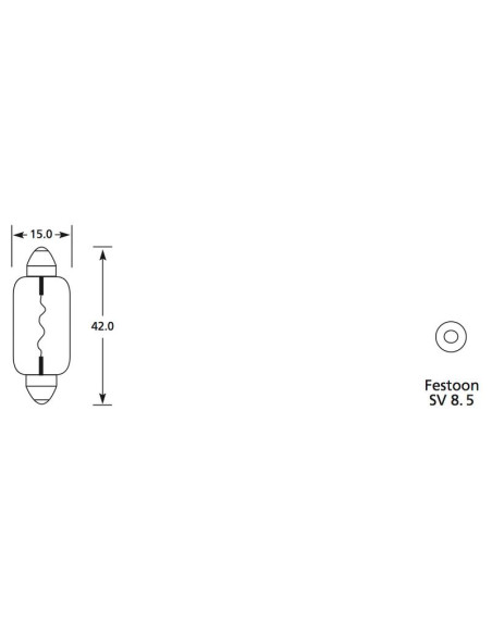 Bombilla (Filamento), 12V, 15W, SV8.5