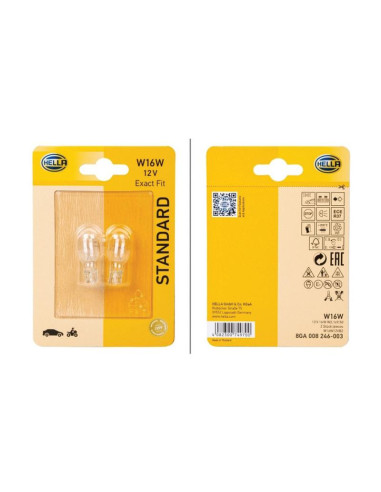 Bombilla (Filamento), 12V, 16W, W2.1x9.5d