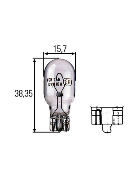 Bombilla (Filamento), 12V, 16W, W2.1x9.5d