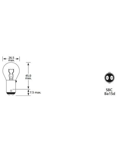 Bombilla (Filamento), 12V, 21W, BA15d