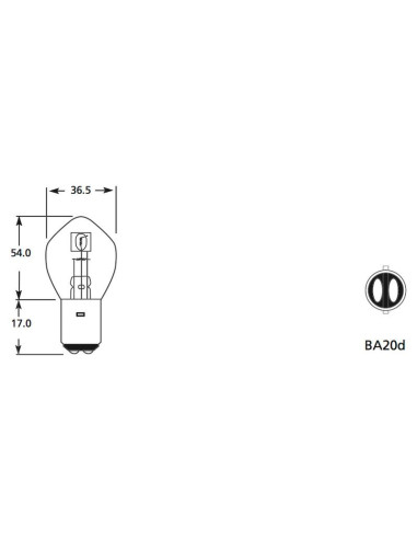 Bombilla (Filamento), 12V, 35W, BA20d