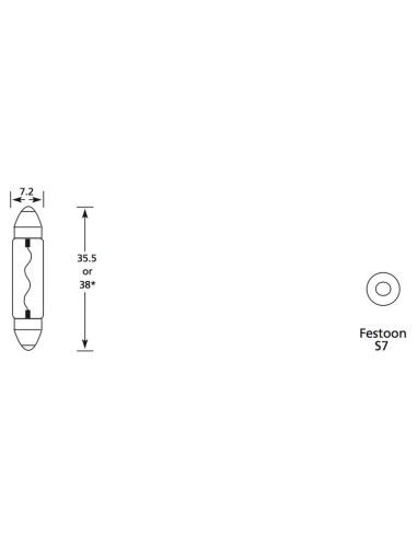 Bombilla (Filamento), 12V, 3W, SV7-8