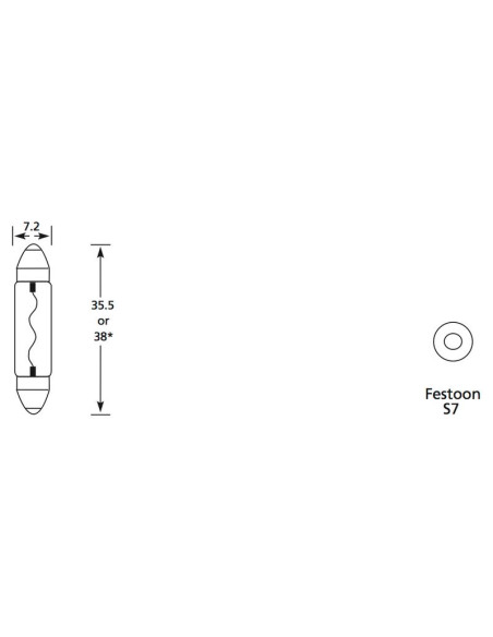 Bombilla (Filamento), 12V, 3W, SV7-8