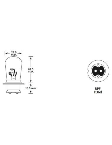 Bombilla (Filamento), 12V, 50/40W, P36d
