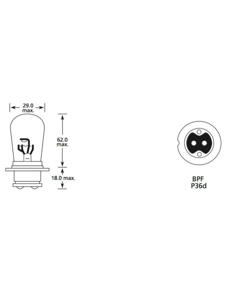 Bombilla (Filamento), 12V, 50/40W, P36d