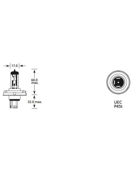 Bombilla (Filamento), 12V, 55W, P45t