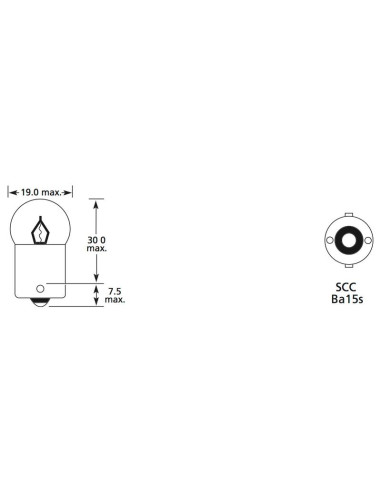 Bombilla (Filamento), 12V, 5W, BA15s