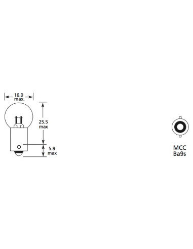 Bombilla (Filamento), 12V, 5W, BA9s
