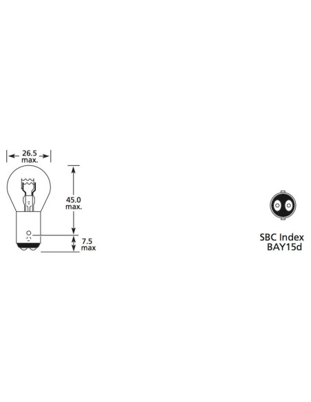 Bombilla (Filamento), 12V, 5W, BAY15d