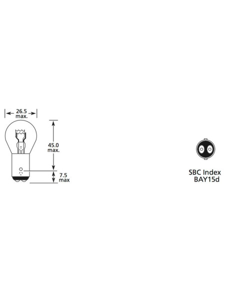 Bombilla (Filamento), 12V, 5W, BAY15d