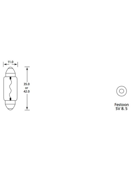Bombilla (Filamento), 12V, 5W, SV8.5
