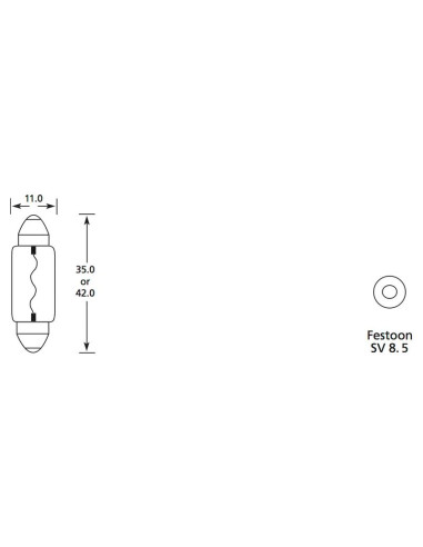 Bombilla (Filamento), 12V, 5W, SV8.5