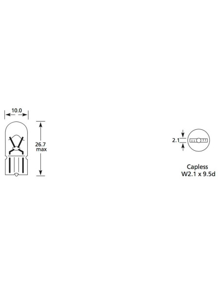 Bombilla (Filamento), 12V, 5W, W2.1x9.5d