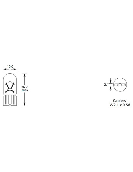Bombilla (Filamento), 12V, 5W, W2.1x9.5d