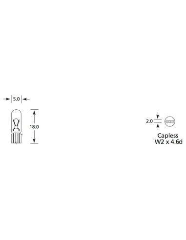 Bombilla (Filamento), 24V, 1W, W2x4.6d