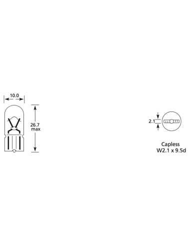 Bombilla (Filamento), 24V, 3W, W2.1x9.5d
