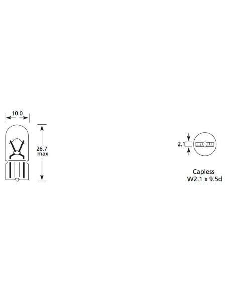 Bombilla (Filamento), 24V, 3W, W2.1x9.5d