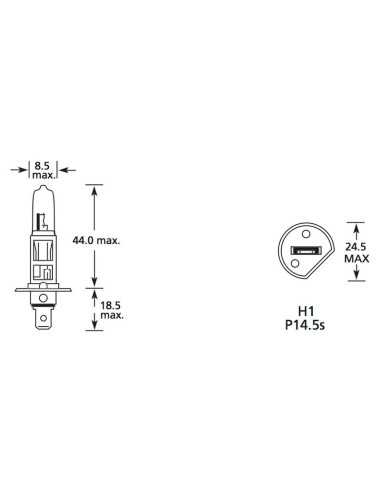 Bombilla (Halógeno), 12V, 55W, P14.5s